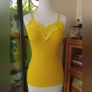 Vintage tank top with beading and lace